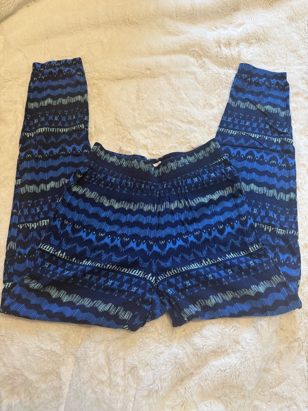 Hollister Blue Patterned Knit Lounge Pants/ Leggings